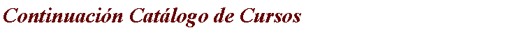 Cuadro de texto: Continuaci�n Cat�logo de Cursos